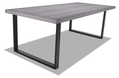 Produktbild von Esstisch aus Holz und Metall mit schwarzen quadratischen Føøen - 220x100 cm