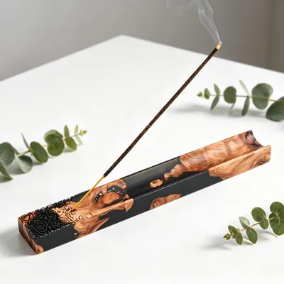 Räucherstäbchenhalter aus Holz, handgefertigt, Badstil, 23,5 cm