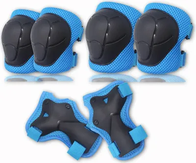 Produktbild von Kinder Protektoren Set Schoner - Inliner Knieschoner Kinder – Schützer Set [6er] für Kinder und Erwachsene - Ideale großflächige Schutzpolster(Blau)