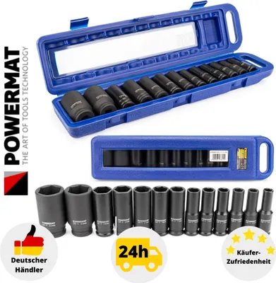 Produktbild von Steckschlüssel Satz 13-tlg. Schlagschraubernüsse Kraftnusssatz Set Nuss 10-32mm