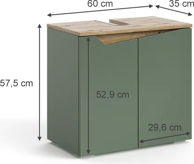 Obrázok produktu pre Vanity unit for washbasin Vicco Marelle Zelená/umelecká 60 x 57.5 cm s 2 dverami, Model 54399