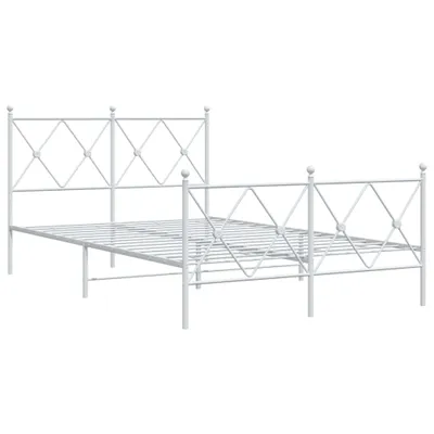 Produktbild von Bettgestell mit Kopf- und Fußteil Metall Weiß 120x200 cm