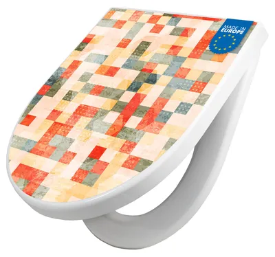 Produktbild von WC Sitz mit Absenkautomatik D Form Motiv Mosaik Rot [TDW3 10893]
