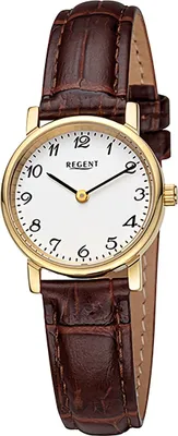 Produktbild von Regent Leder Damen Uhr Armbanduhr Quarz braun Lederarmband D2URF1560