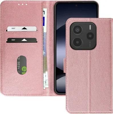 Immagine prodotto di Avizar, custodia in Pelle finta con supporto per Xiaomi Redmi Note 14 5G, rosa champagne
