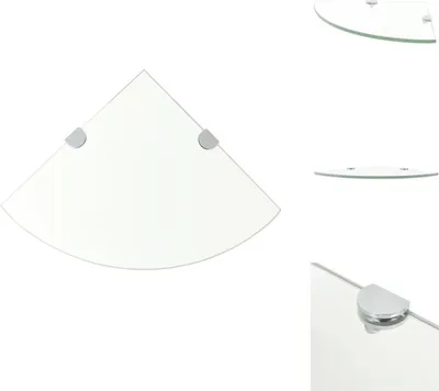 Zdjęcie produktu dla vidaXL Półka narożna z chromowanymi wspornikami szklana przezroczysta 35 x 35 cm - Półki ścienne