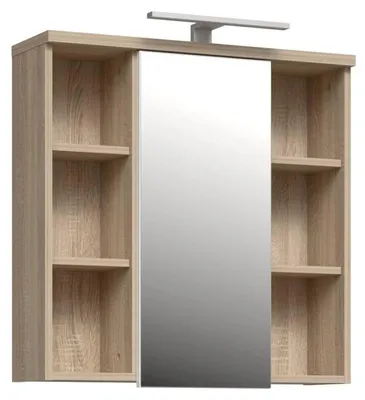 Produktbild von Hängeschrank – Sonoma-Eiche – 1 Tür mit Spiegel – Badezimmermöbel – 68,6 x 20 x 68,1 cm