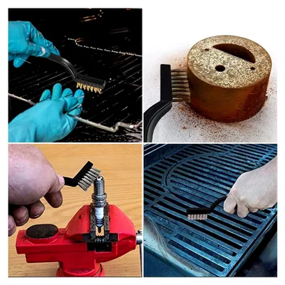 Produktbild von 3-teiliges Set Mini-Drahtbürsten Hand-Drahtbürste Edelstahl Messing Stahlbürste Metallbürste zur Reinigung von Schmutz, Schlacken und Rost
