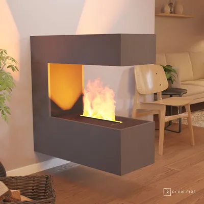 Produktbild von GLOW FIRE Elektrokamin 'Schiller Wandkamin' | Wasserdampf Kamin mit OMC 400 in grau als Raumteiler | HxBxT: 90x90x37 cm