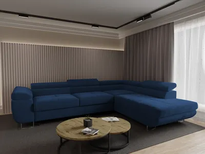 Produktbild von 4ALLHOME Ecksofa Luna mit Schlaffunktion, Couch, Sofa mit Bettkasten, Eckcouch, L-Form Seite: Rechts, Monolith 77 Marineblau