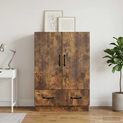 Image de Buffet vidaXL en chêne fumé 66 x 34,5 x 92 cm, aggloméré