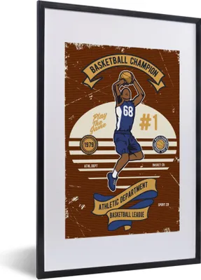Produktbild von MuchoWow® MuchoWow® Gerahmtes Poster Mancave - Basketball - Vintage - Zitate 40x60 cm - Poster mit zchwarzem Bilderrahmen - Poster in Rahmen