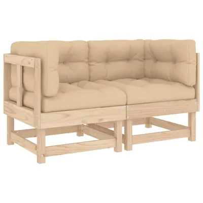 Image de vidaXL Canapé d'angle avec coussins 2 pcs. Pin massif