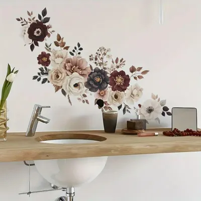 Produktbild von Set of 2 BRUP Modern Flower & Butterfly Wall Stickers – Removable Self-Adhesive Semi-Matte Décor for Glass Surfaces