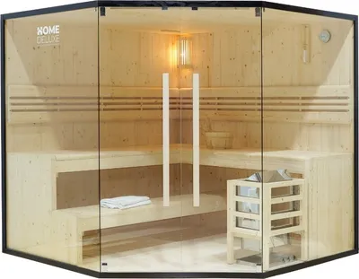 Produktbild von HOME DELUXE - Traditionelle Sauna - Shadow XL BIG - 200 x 200 x 190 cm - für 6 Personen - Fichtenholz, inkl. Saunaofen I Dampfsauna Aufgusssauna