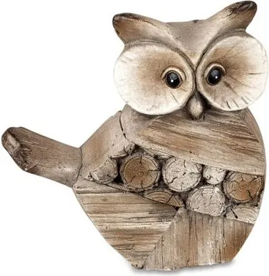 Produktbild von Deko-Figur Eule in Holzoptik 13cm Kunststein natur
