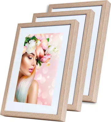 Produktbild von KS15 Bilderrahmen Lifestyle Foto Rahmen Collage Holzoptik 2er 3er 5er Pack - Farbe: 3er Pack Natur | Format: 20x20