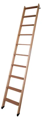 Produktbild von Hochbettleiter aus Holz mit 10 Stufen, Höhe bis 245 cm, Breite: 40 cm, inkl. Fußkappen, Buche Stufen, Kiefer Holm