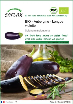 Image de SAFLAX  -- Aubergine - Longue violette - 20 graines - Solanum
