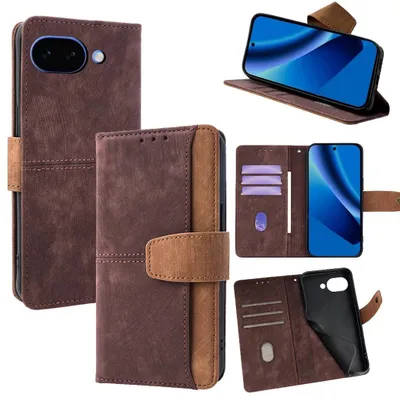 Image de Étui à clapet pour Google Pixel 10a avec protection RFID et compartiment pour cartes, couleur marron