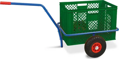 Produktbild von Handwagen mit Kunststoffkorb, H 410 mm, grün, LxBxH 1250 x 640 x 660 mm, Tragkraft 200 kg