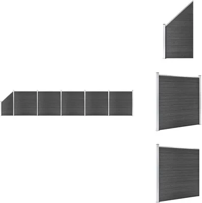 Produktbild von vidaXL Zaunelement Set WPC 965x(105-186) cm Schwarz -  Zaunfelder