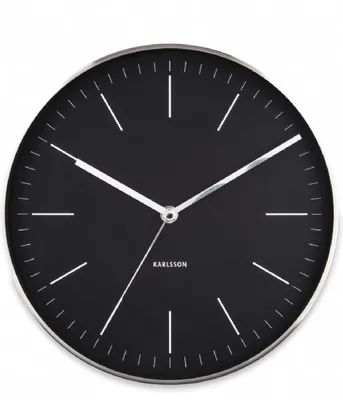 Zdjęcie produktu dla Karlsson - Zegar ścienny Minimal - Czarny/Niklowy - Ø27,5cm