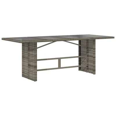 Produktbild von vidaXL Gartentisch mit Glasplatte Grau 190x80x75 cm Poly Rattan