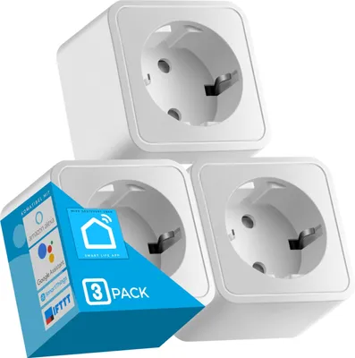 Produktbild von Echos Smart WLAN Steckdose 3er Pack | 16 A Ausgangsleistung | App-gesteuert | Sprachsteuerung mit Alexa u. Google Home | Smart Home Steckdose | Fernsteuerung | Fernbedienung | Mit Kindersicherung | Planung und Timer