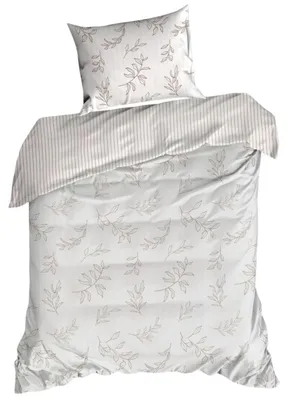 Produktbild von EUROFIRANY | Bettgarnitur - Bettwäsche - 140x200 - Baumwollsatin - beige - Bettbezug Set - Blättermuster