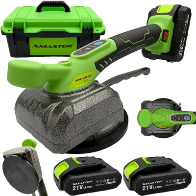 Produktbild von XMaster Vakuumheber für Fliesen, Vibrationsheber mit Saugnapf, Tragkraft 100 kg, Saugnapfhalter zum Ausrichten, 2x Akku 21 V / 2000 mAh