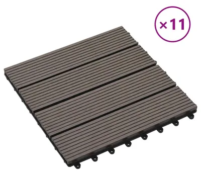 Image de vidaXL : Dalles de terrasse, 11 pièces, marron foncé, 30 x 30 cm, en bois composite (WPC)