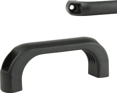 Two black plastic handles against a white background.