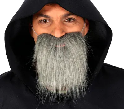 Image de Sorcier Barbe Sorcier Moyen Âge Mardi Gras Fête Carnaval Mascarade Look Sorcier Faste Mystique Ancienne Époque Carnaval Danse, Couleur : Gris
