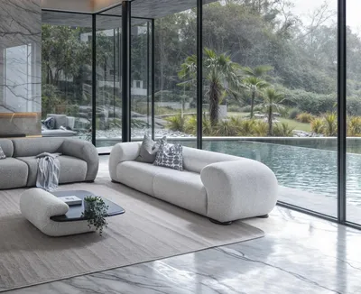 Produktbild von Beige Wohnzimmer Garnitur Designer 3-Sitzer Polstercouch Couchtisch