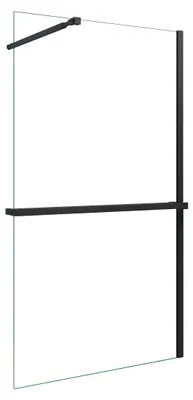 Produktbild von AICA_140x200cm Walk in Schwarz Duschwand mit Stabilisator 8mm NANO ESG-Glas mit Duschregal Handtuchhalter Duschtrennwand F084B