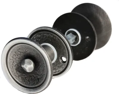 Produktbild von UHRIG Set Knopfdrücker Paar drehbar + Rosetten schmiedeeisen Türklinke, Türknauf