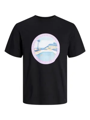 Productafbeelding van JACK&JONES ORIGINALS JORTAMPA T-shirt met grafische print, korte mouwen, ronde hals, kleur: zwart, maat: L