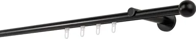 Produktbild von Gardinenstange Maß Innenlauf 20mm Ball 1-lauf Wand 12cm Farbe: Schwarz, Größe: 260cm