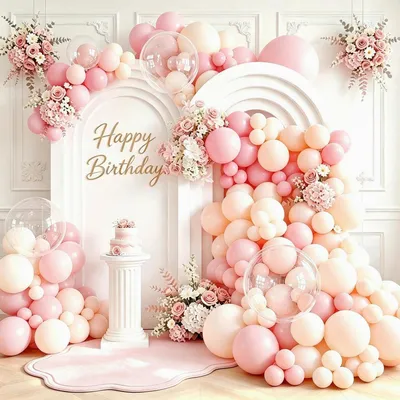 Immagine prodotto di Ghirlanda di palloncini rosa, 113 pezzi, arco di palloncini in lattice color pastello per feste e matrimoni