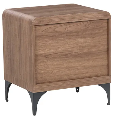 Produktbild von BELIANI Nachttisch Dunkelbraun Holzoptik MDF mit Schwarzen Metallbeinen 2 Schubladen Stauraum Aufbewahrung Nachtschrank Schlafzimmer