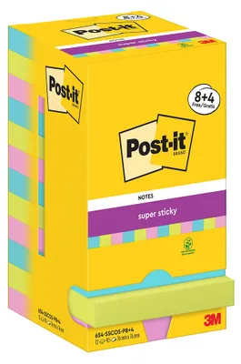 Immagine prodotto di Post-it 654-SSCOS-P8+4 Post-it Super Sticky Notes, 76 x 76 mm, 8+4
