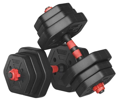 Produktbild von Verstellbares Langhantel- und Kurzhantelset 20 kg – Schwarz – 115 cm