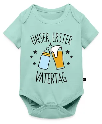 Produktbild von Spreadshirt Unser Erster Vatertag Partner Look Papa Baby Vater Kurzarm Tages Baby Body, 86 (12-18 M.), Mint