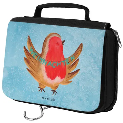 Produktbild von Mr. & Mrs. Panda kulturtäschchen Rotkehlchen Weihnachten - Eisblau - Geschenk, Winter, Kosmetiktasche, Kosmetikbeutel, Waschtasche, Frohe, Schminktasche, Heiligabend