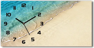 Produktbild von Wanduhr aus Glas – 60x30 cm - Glasbild - Glasuhr - Gehärtetes Glas - schwarze-zeiger - Wellen am Strand
