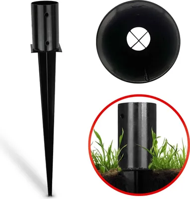 Produktbild von Einschlag-Bodenhülse - ⌀81 mm für Rundholzpfosten, pulverbeschichtet