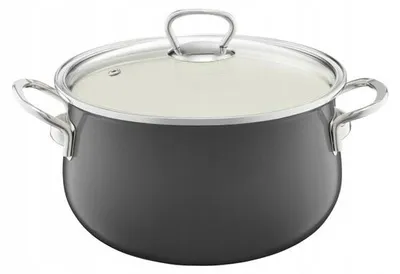 Produktbild von Emalia Olkusz Emaillierter Topf 22cm 3.6L Grau mit Deckel
