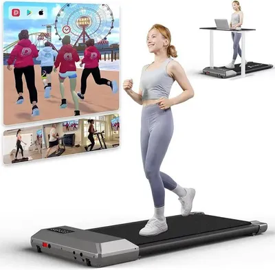 Image de Tapis de course Walking Pad - BA06 Tapis de course sous bureau - Surface de course 39 × 80 cm - 6 km/h - 113 kg - Pliable - Haut-parleur Bluetooth - Silencieux - Gris