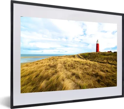 Produktbild von MuchoWow® MuchoWow® Gerahmtes Poster Strand - Leuchtturm - Düne 60x40 cm - Poster mit zchwarzem Bilderrahmen - Schlafzimmer - Plakat in Rahmen - Drucken